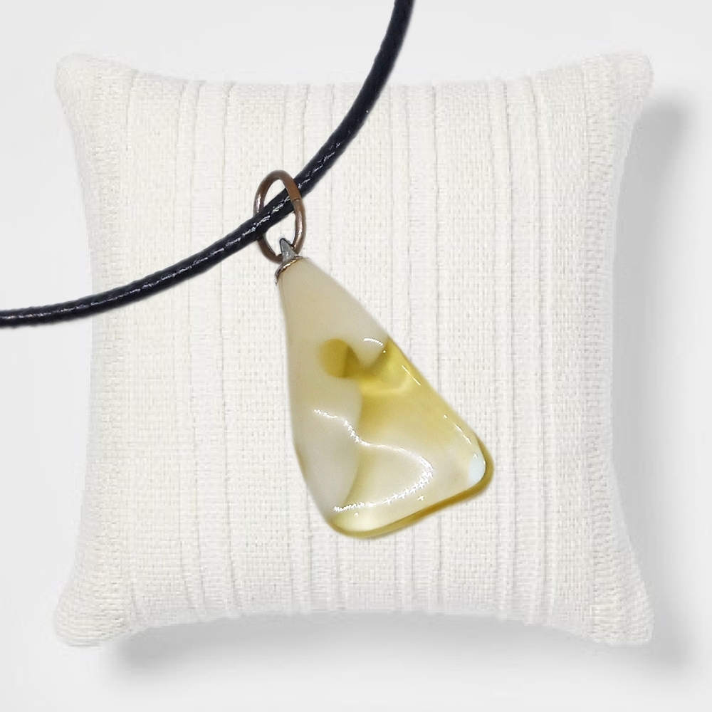 Citrine Gemstone Pendant with Black Cord Necklace